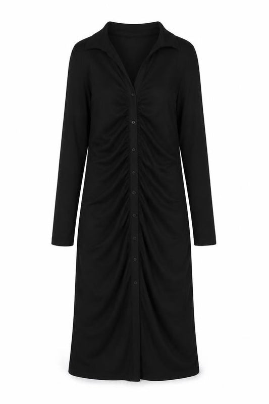 H&M Women's Black Midi Shirt Dress Size 12