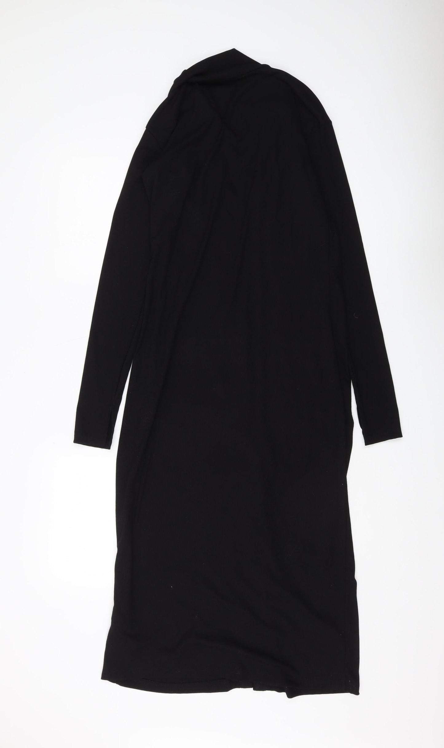 H&M Women's Black Midi Shirt Dress Size 12