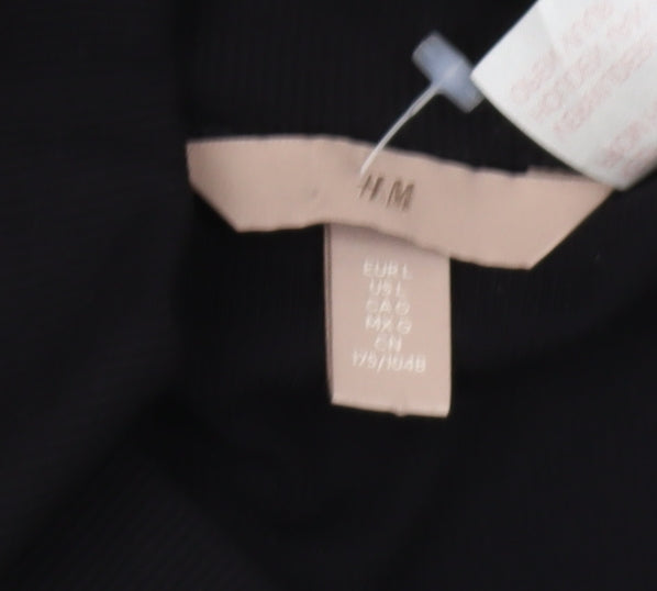H&M Women's Black Midi Shirt Dress Size 12