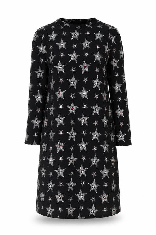 Next Women's Black Star Dress, Size 10, Long Sleeve