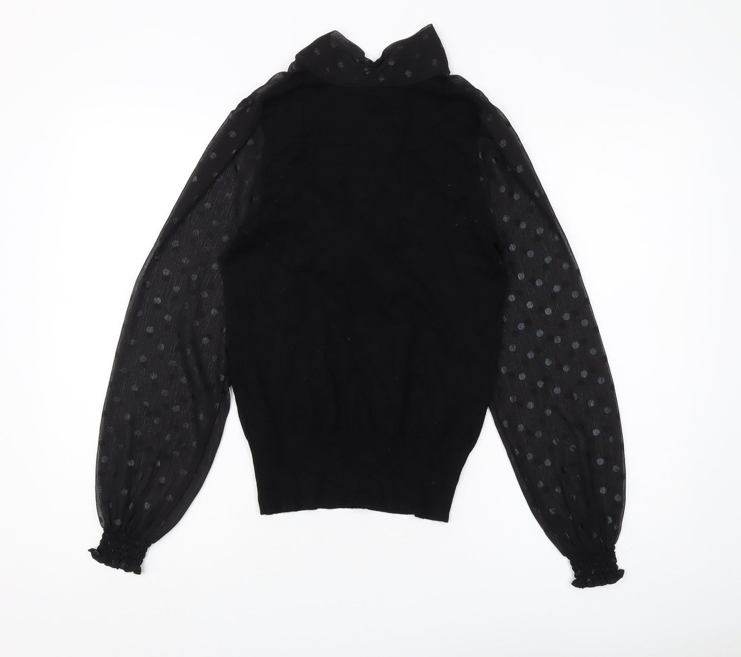 Oasis Women's Black XS Polka Dot Bow Pullover Jumper