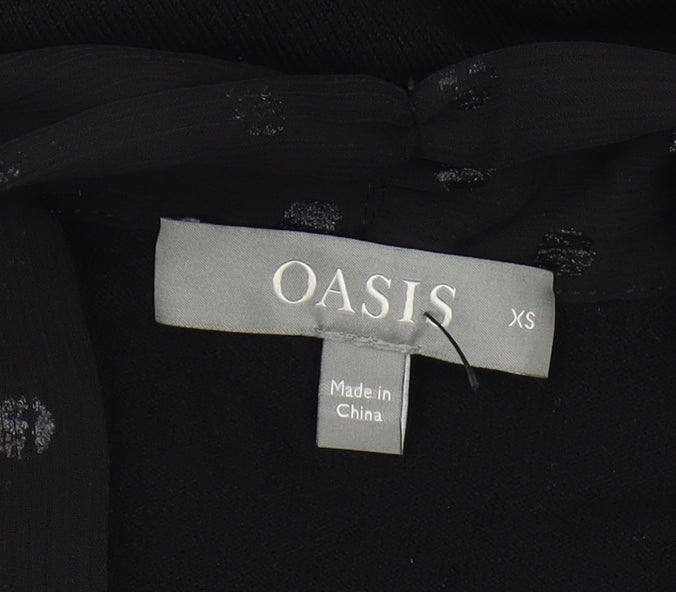 Oasis Women's Black XS Polka Dot Bow Pullover Jumper
