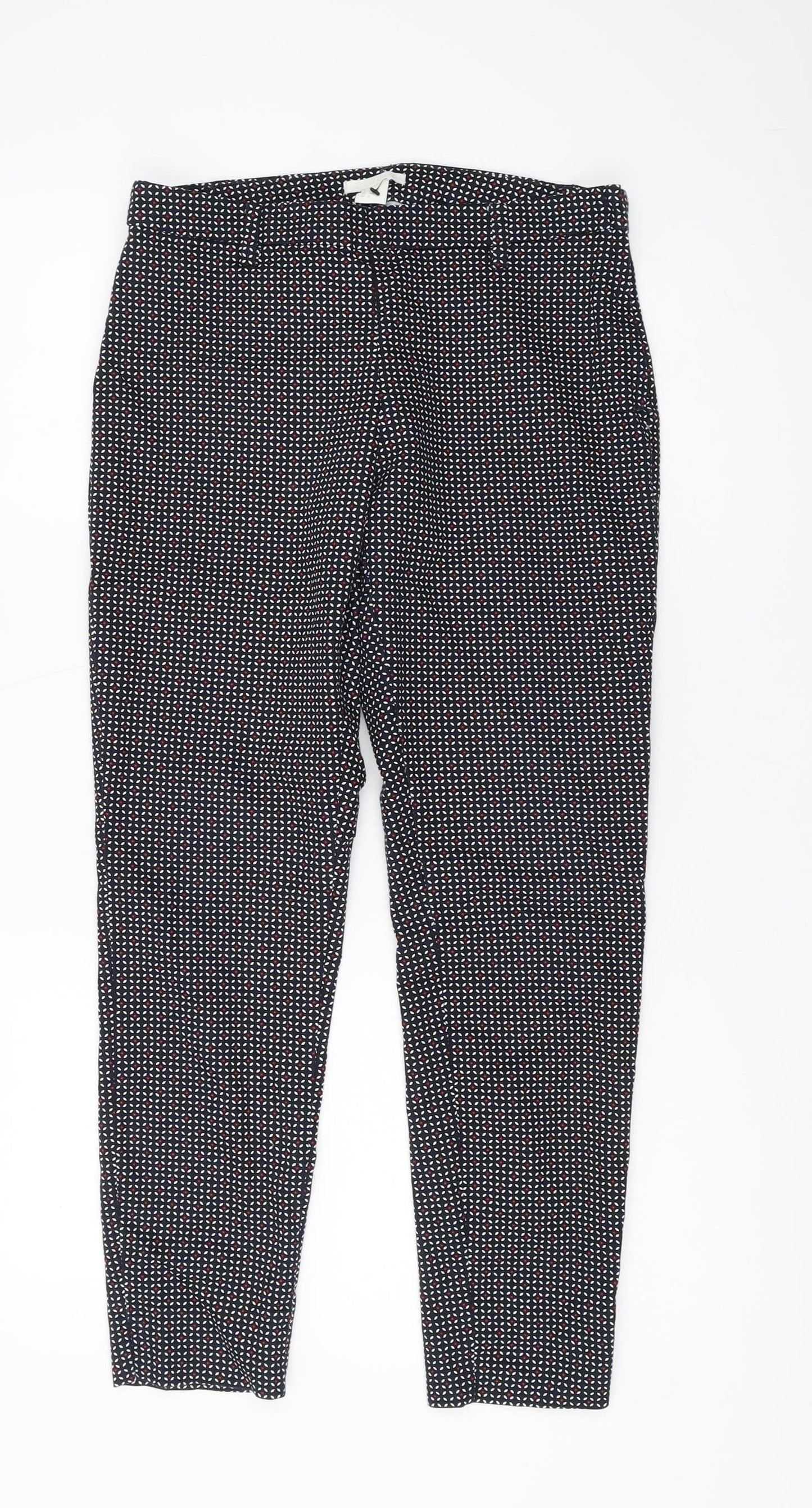 H&M Women's Multicoloured Geometric Cropped Trousers Size 10