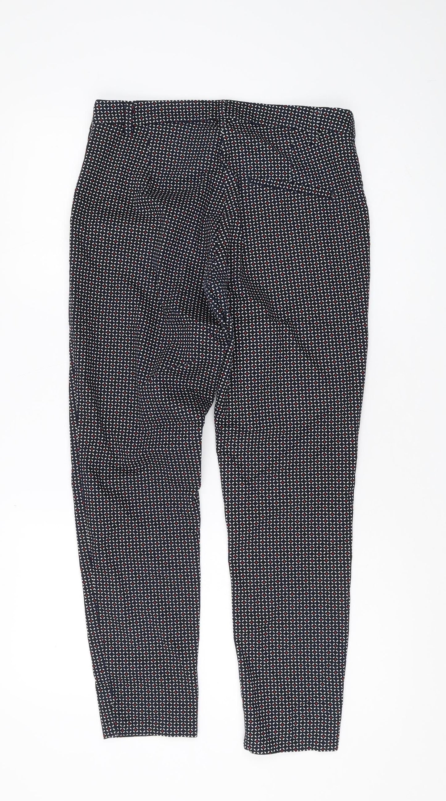 H&M Women's Multicoloured Geometric Cropped Trousers Size 10