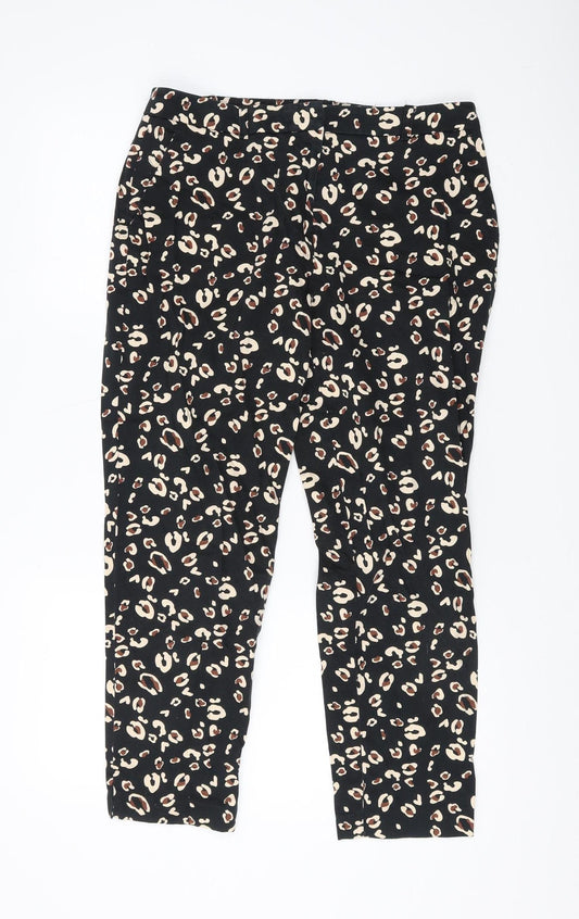 Dorothy Perkins Women's Black Animal Print Trousers, Size 12