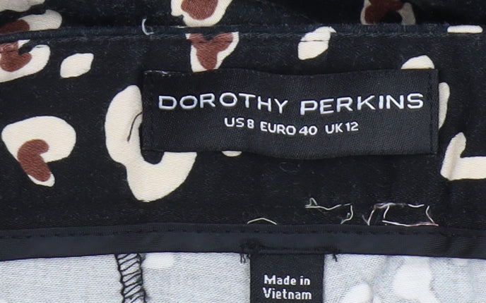 Dorothy Perkins Women's Black Animal Print Trousers, Size 12