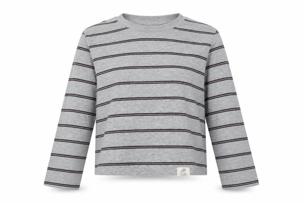 Pull&Bear Women's Grey Cropped Striped T-Shirt