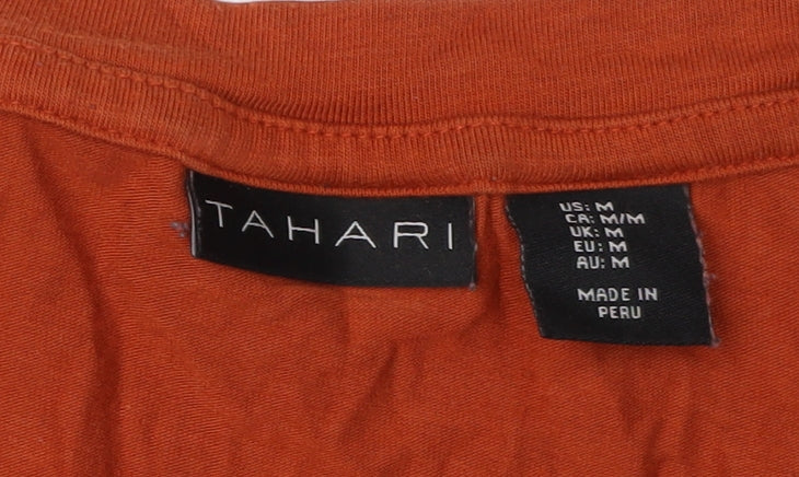 Tahari Women's Orange V-Neck 3/4 Sleeve Top