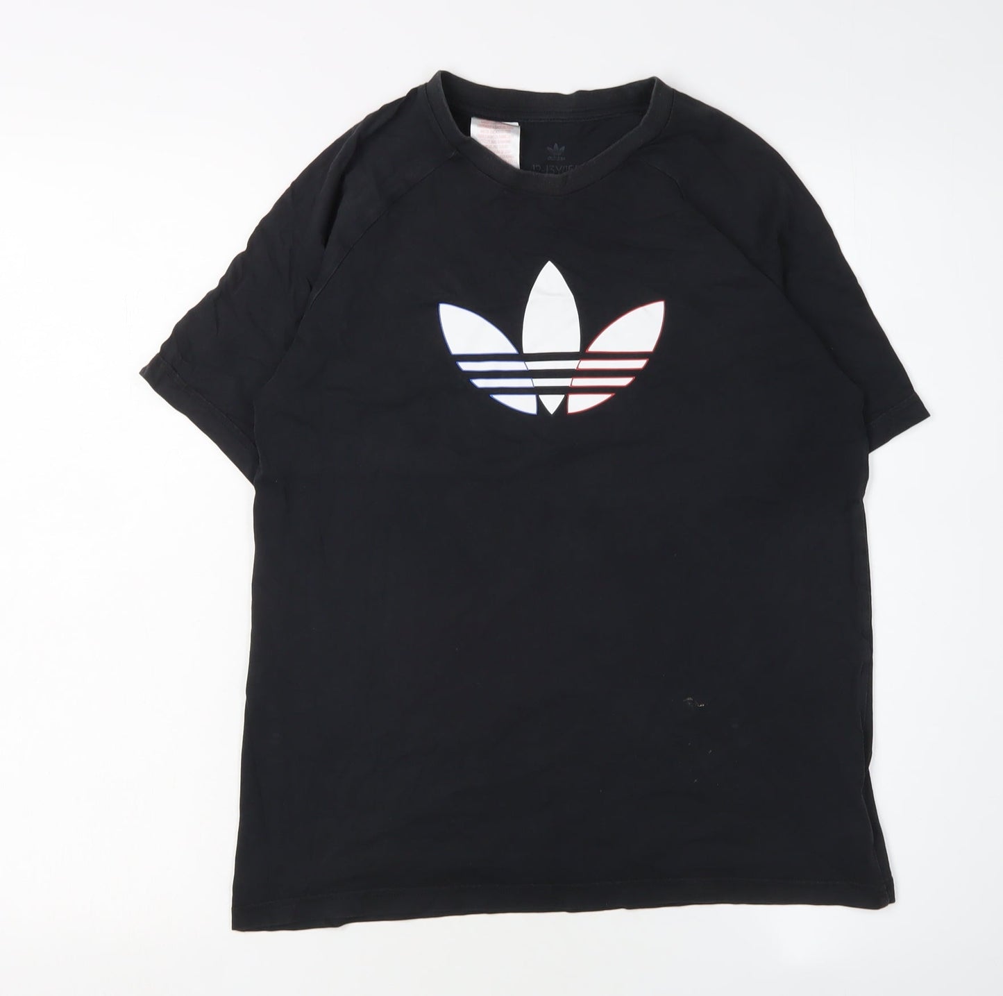 Adidas Boys Black Graphic T-Shirt 12-13 Years Regular Fit