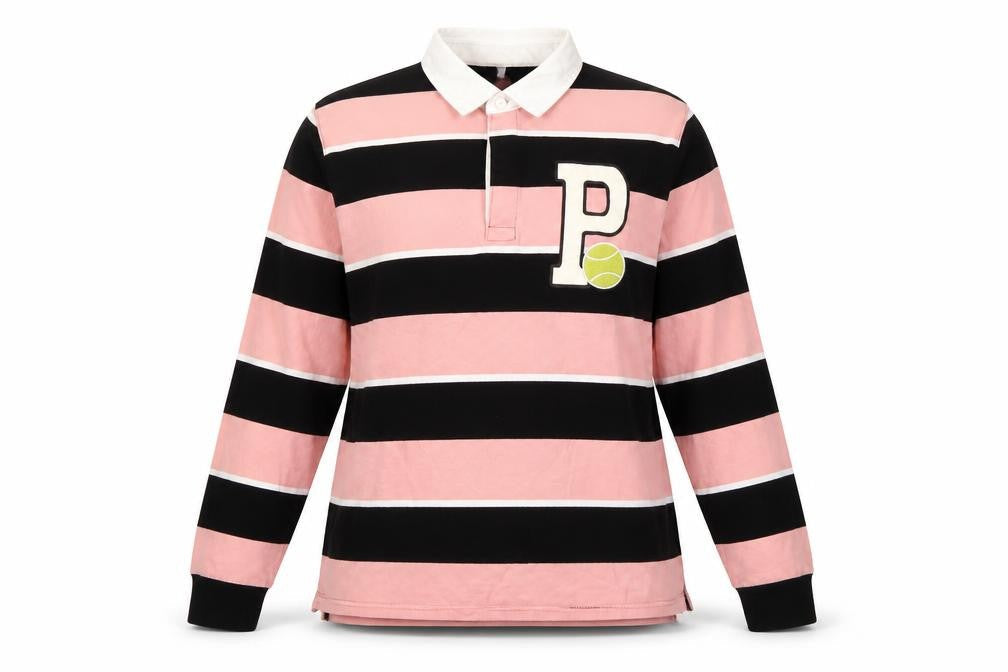 Zara Women's Pink and Black Striped Pullover Sweatshirt - Size 10