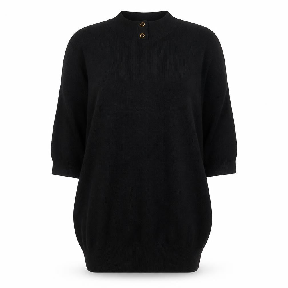 Zara Women's Black Mock Neck Short Sleeve Jumper S