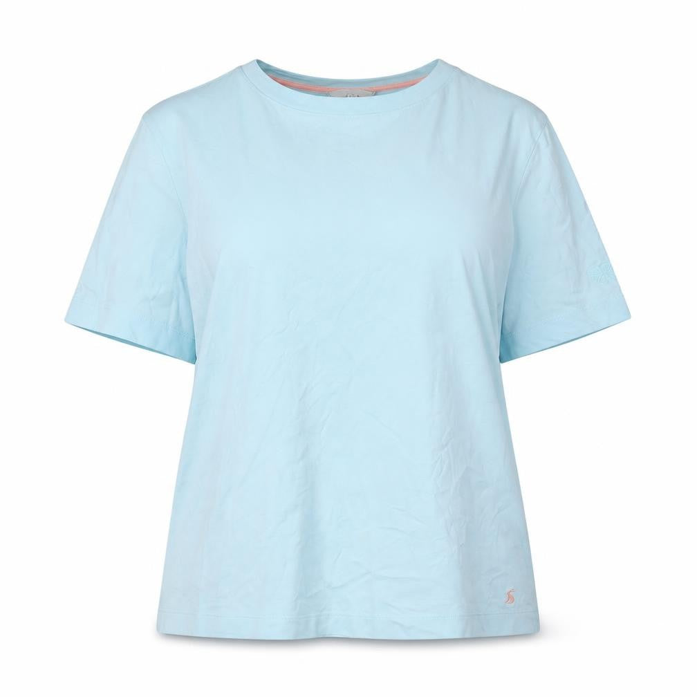 Joules Women's Blue Crew Neck T-Shirt, Size 6, Casual Style