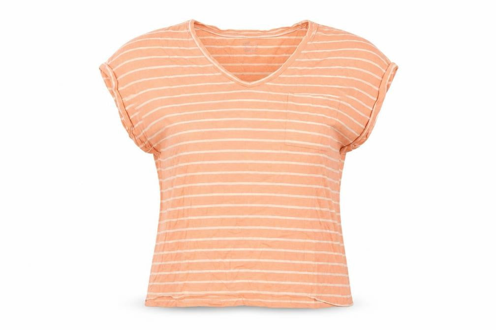 M&Co Women's Orange Striped Relaxed T-Shirt, Size M
