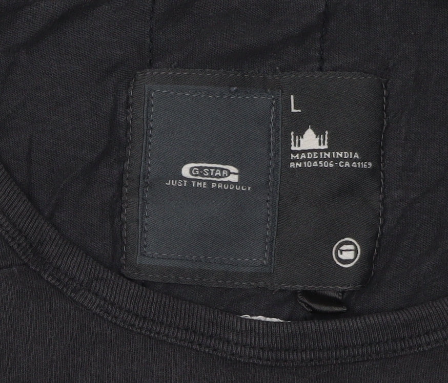 G-Star Men's Black Cotton Crew Neck T-Shirt L