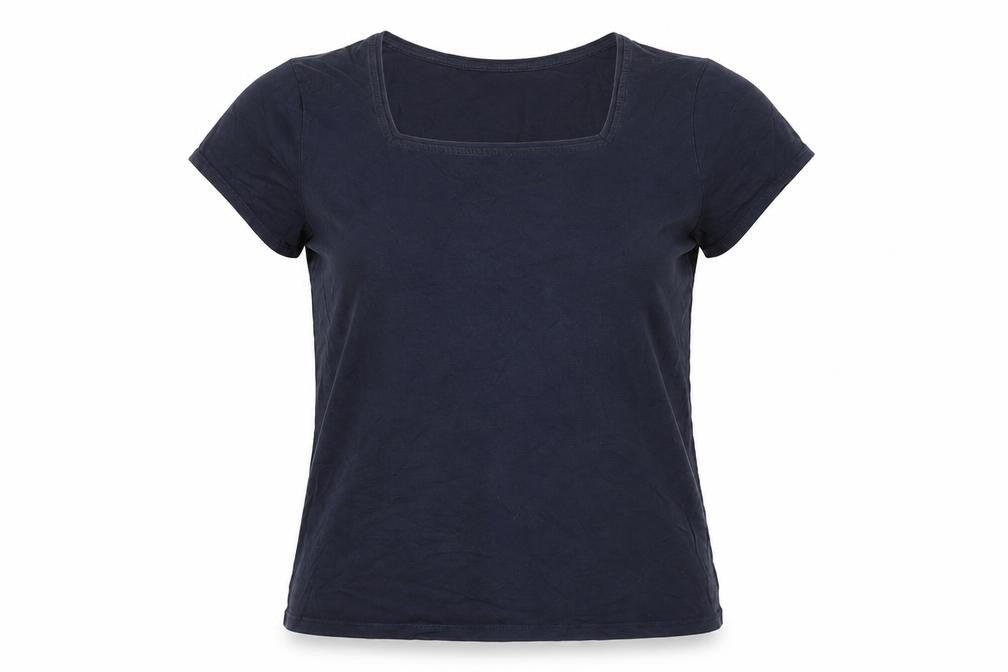 Laura Ashley Women's Blue Square Neck T-Shirt