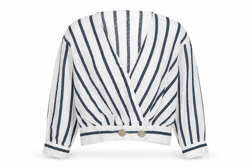 Zara Women's White Striped Wrap Blouse, UK S, Casual