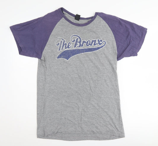Point Men's Grey & Purple Graphic T-Shirt, Short Sleeve Size M