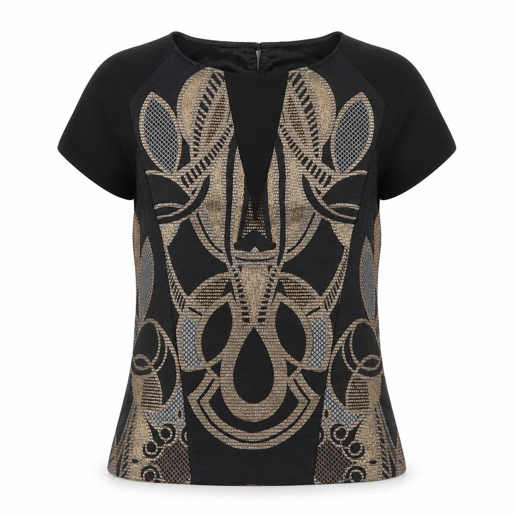 Ted Baker Women's Geometric Black Top L