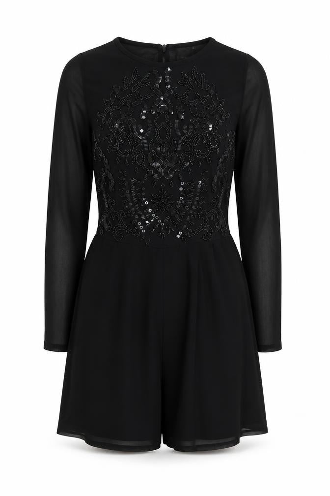 ASOS Women's Black Beaded Playsuit, Size 8