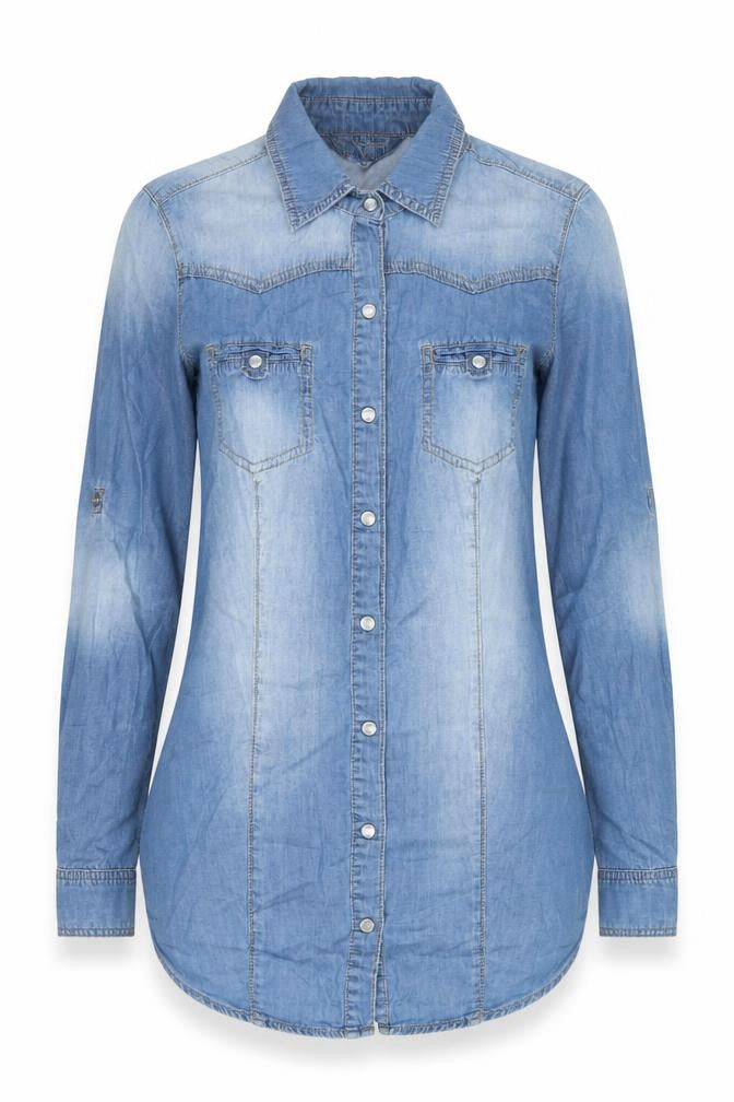 Dorothy Perkins Women's Blue Denim Button-Up Shirt Size 8