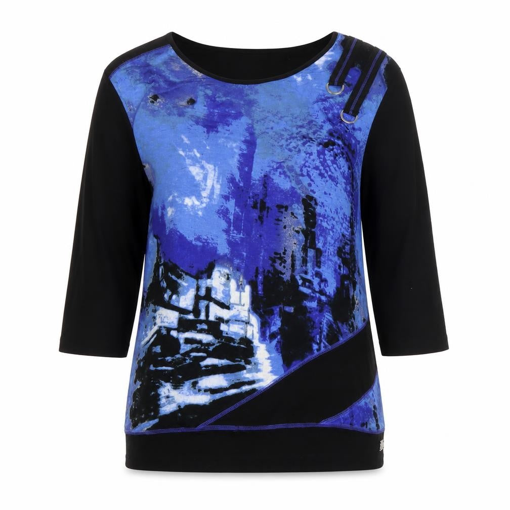 TIGI Women's Black & Blue Graphic Pullover Sweatshirt, Size 14