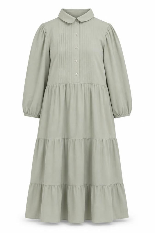 ASOS DESIGN Women's Green Collared Midi Shirt Dress