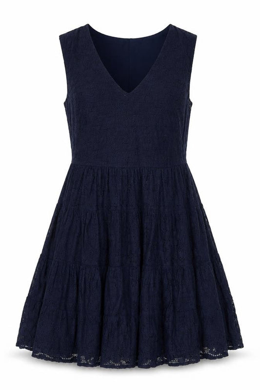 Zara Basic Women's Blue Sleeveless V-Neck Dress M