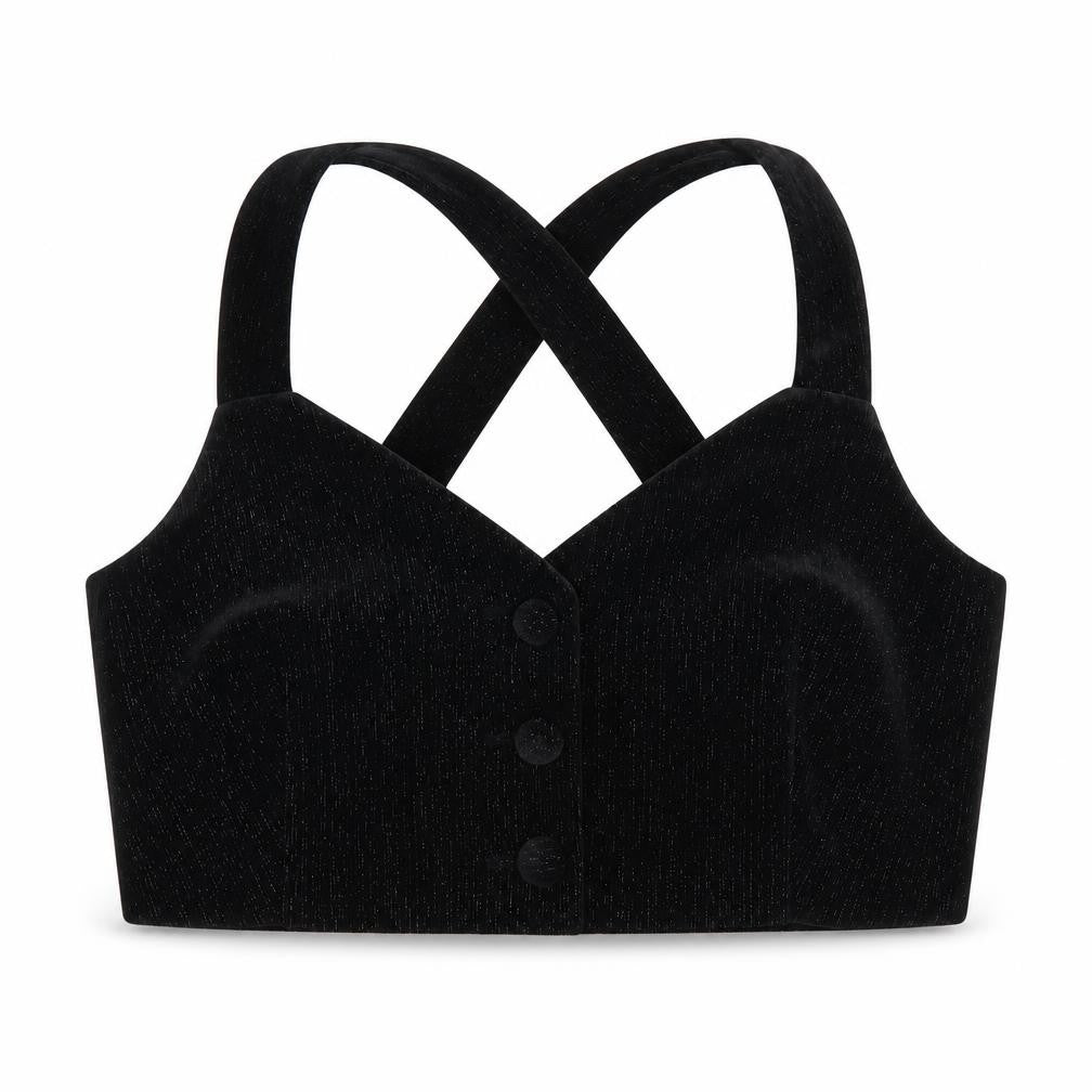 Zara Women's Black Cropped Blouse, Size 10, Party