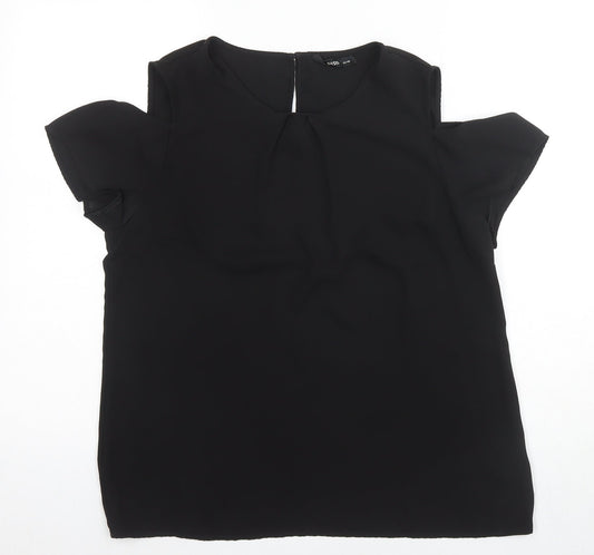 Oasis Women's Black Cold Shoulder Blouse UK 14