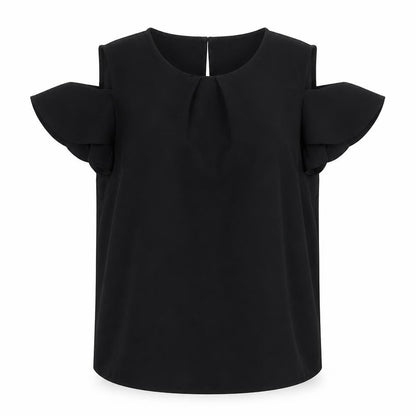 Oasis Women's Black Cold Shoulder Blouse UK 14