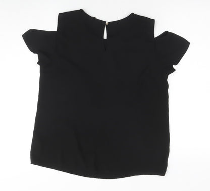 Oasis Women's Black Cold Shoulder Blouse UK 14