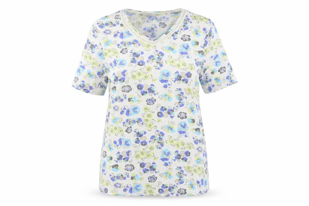 Eastex Women's Floral Multicoloured V-Neck Top
