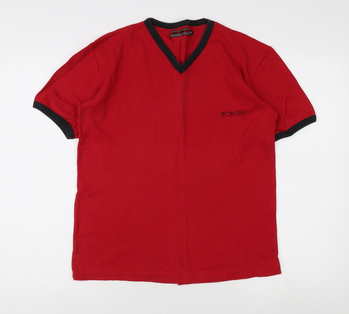 n-x Men's Red V-Neck Short Sleeve T-Shirt, M