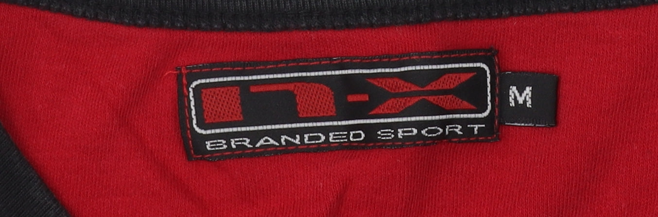 n-x Men's Red V-Neck Short Sleeve T-Shirt, M