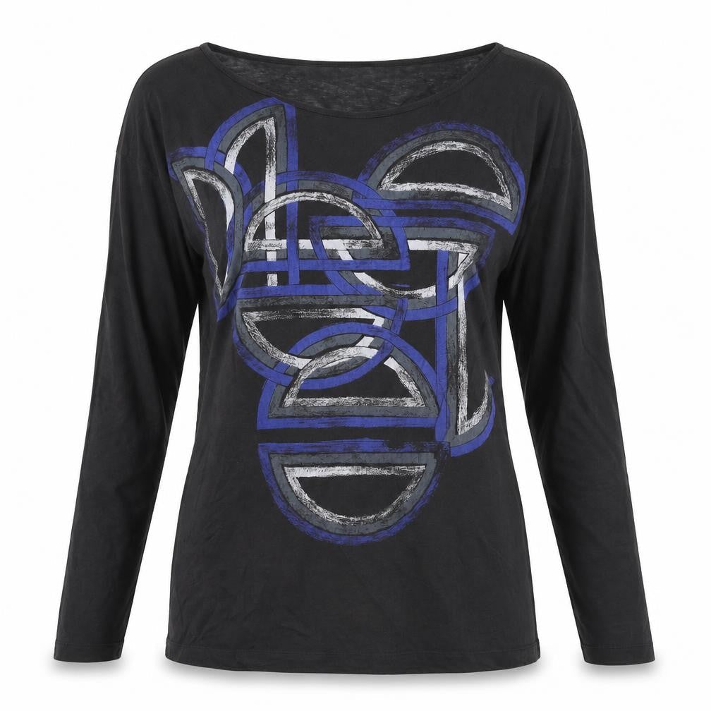 Diesel Women's Black XS Long Sleeve Geometric T-Shirt