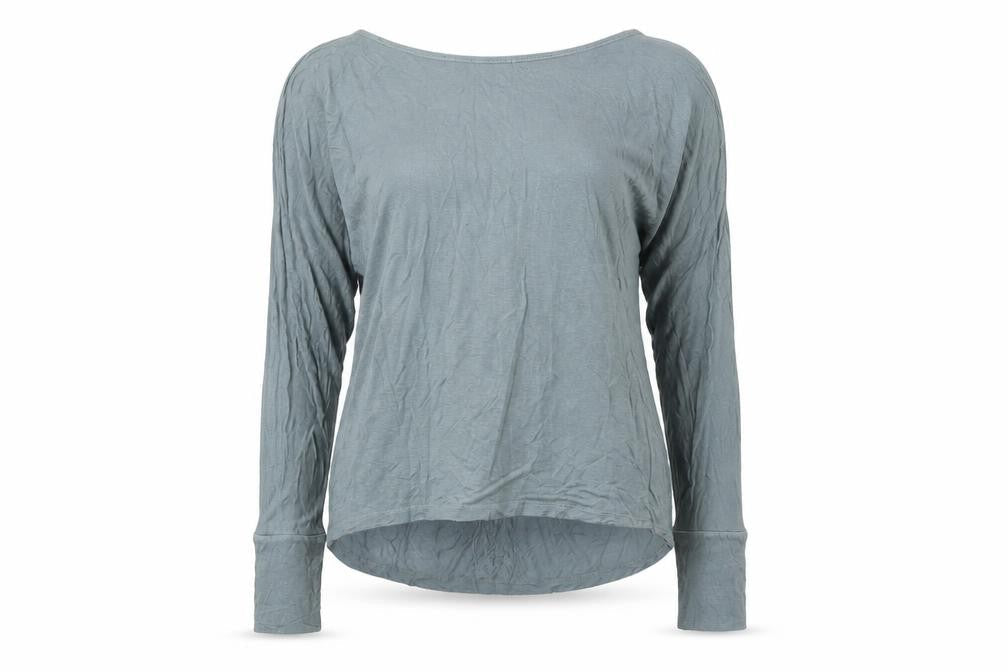 Topshop Women's Green Long Sleeve Boat Neck T-Shirt