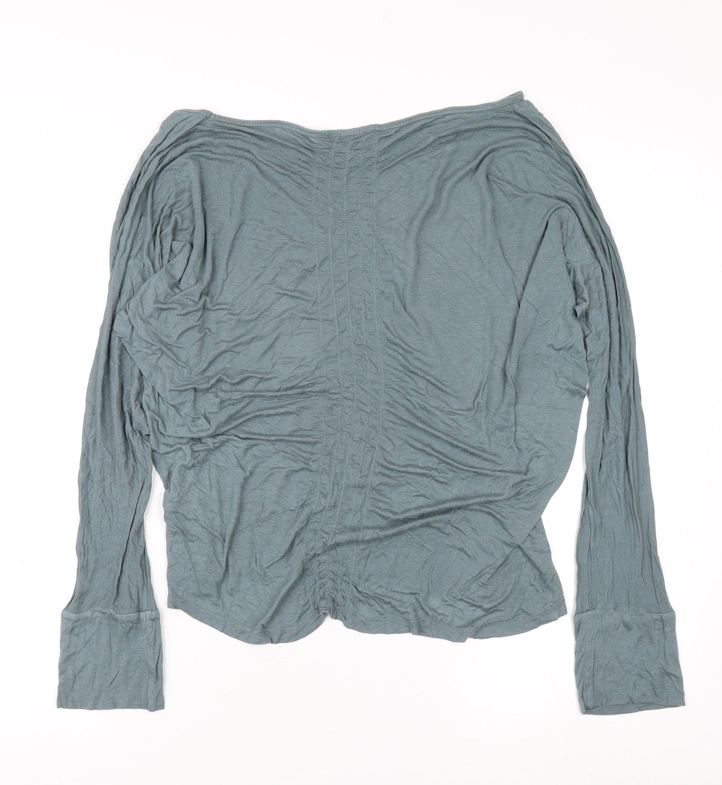 Topshop Women's Green Long Sleeve Boat Neck T-Shirt