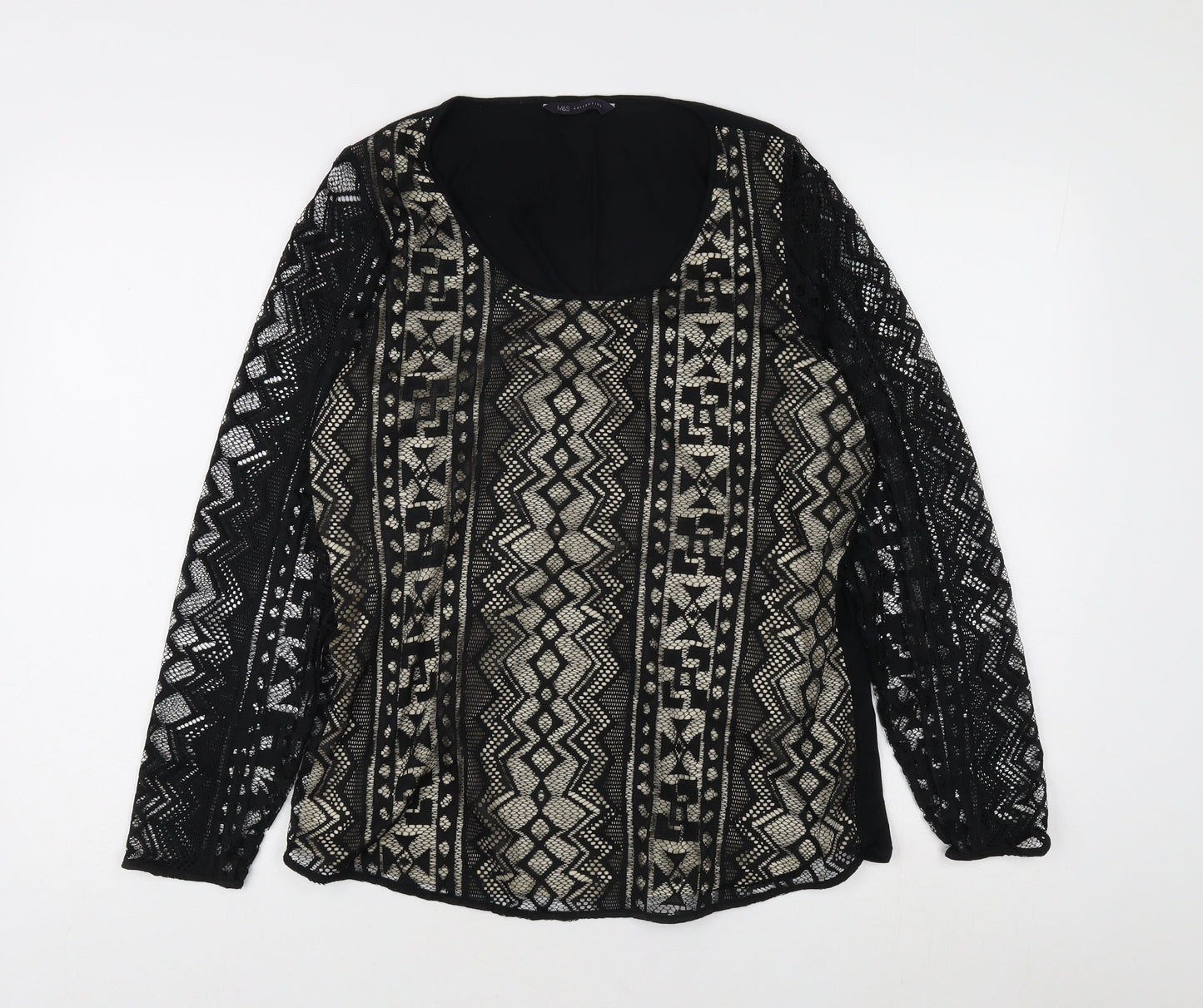 Marks and Spencer Women's Black Geometric Tunic Blouse