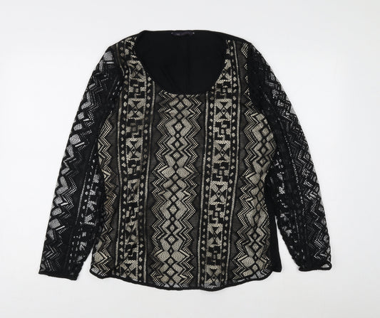 Marks and Spencer Women's Black Geometric Tunic Blouse