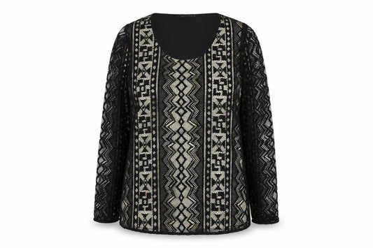 Marks and Spencer Women's Black Geometric Tunic Blouse