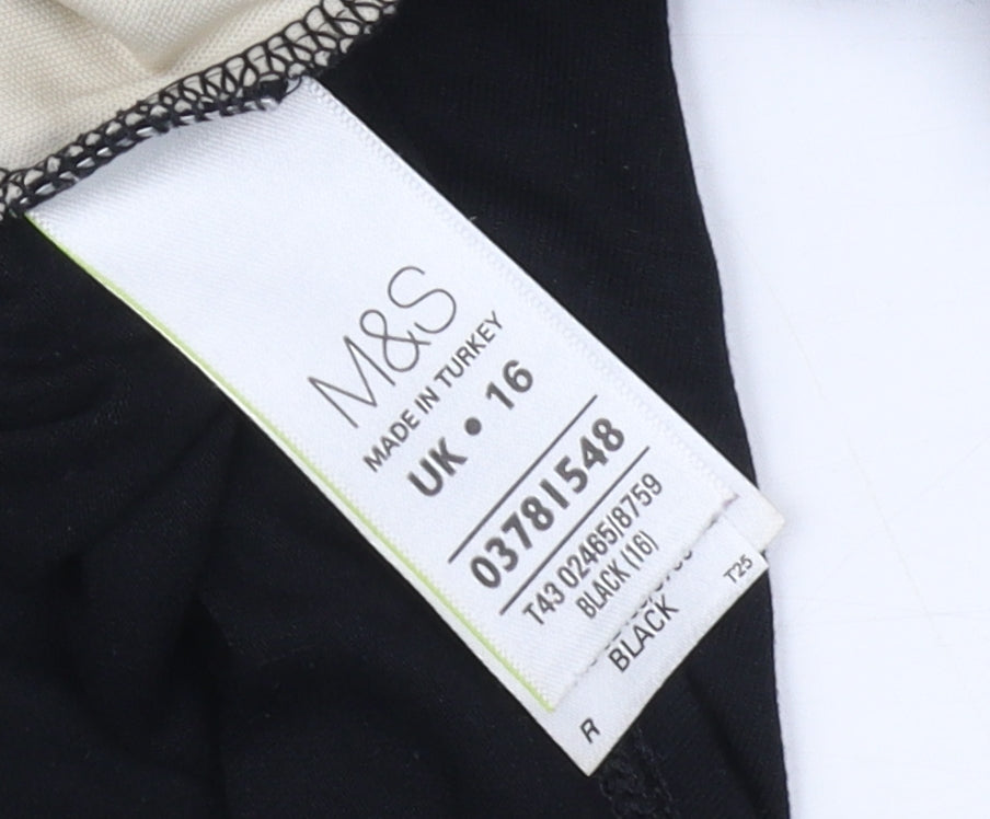 Marks and Spencer Women's Black Geometric Tunic Blouse