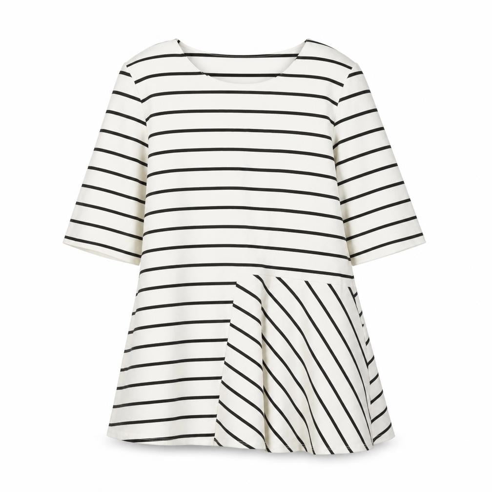 Marks & Spencer Women's Ivory Striped Tunic T-Shirt - Size 16