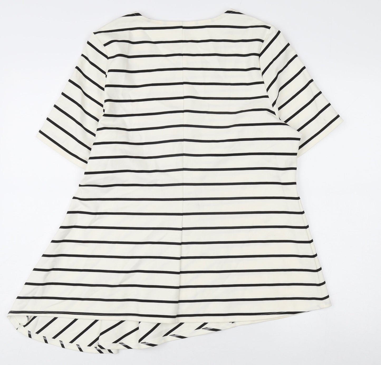 Marks and Spencer Women's Ivory Striped Tunic T-Shirt - Size 16