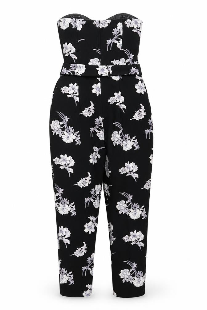 Miss Selfridge Women's Black Floral Jumpsuit Size 8