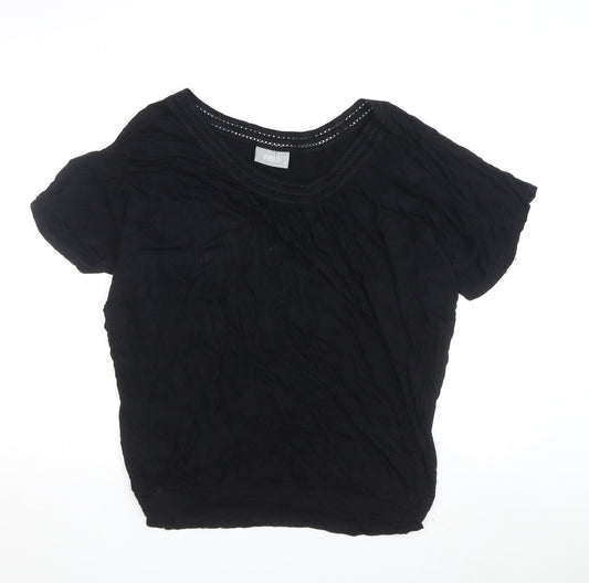 Wallis Women's Black Crochet Accent T-Shirt Size M