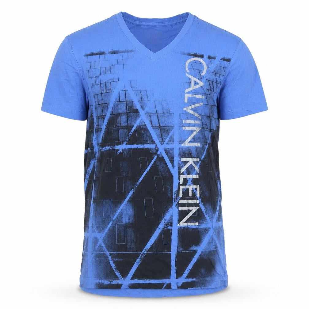 Calvin Klein Blue Geometric T-Shirt, Unisex, Size S