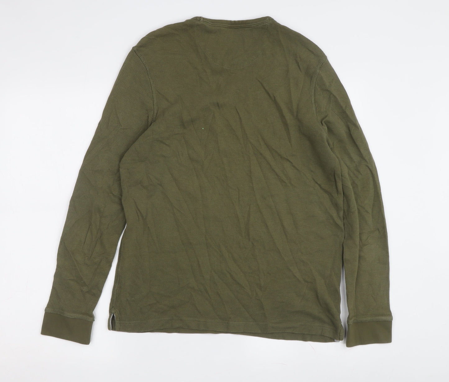 Farah Jeans Men's Green Cotton Long Sleeve Crew Neck T-Shirt L