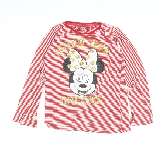 Disney Girls Red Minnie Mouse Striped Long Sleeve T-Shirt