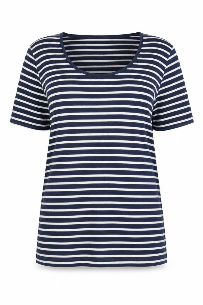 Cotton Traders Women's Blue Striped T-Shirt Size 10