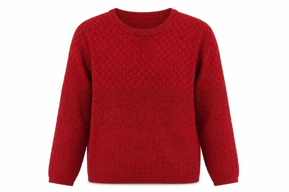 Isle Essentials Women's Red Pullover Long Sleeve Jumper
